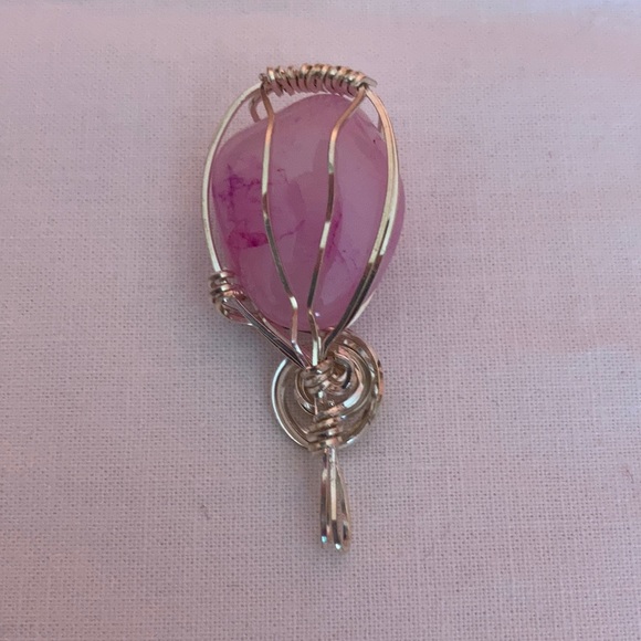 Pink Quartz and Sterling Silver Pendant - Picture 2 of 3